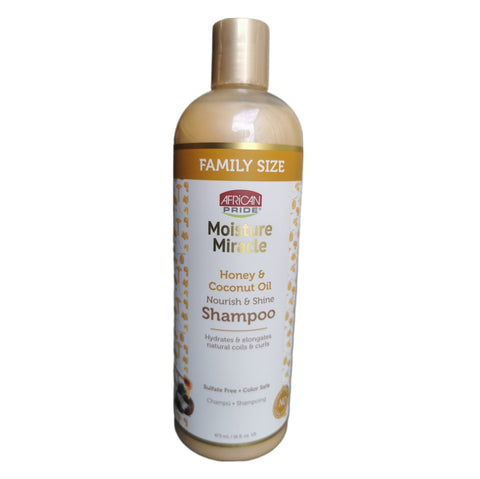 African Pride Moisture Miracle Honey & Coconut Oil Nourish & Shine Shampoo 16oz - Hair Care Product - LOL Hair & Beauty