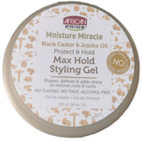 African Pride Moisture Miracle Black castor & Jojoba Max Hold Styling Gel 18oz - Hair Styling Product -LOL Hair & Beauty