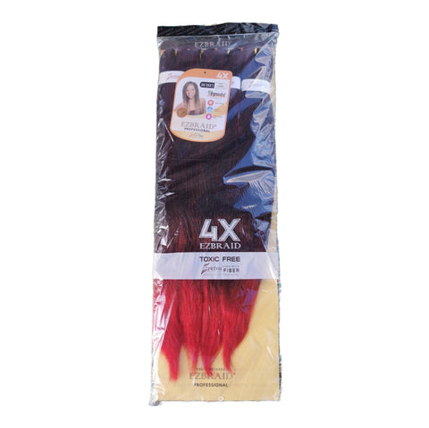 EZBRAID Pre-stretched 4pack Itch free Braid extension 26" Color #T1B/RED - Hair Extension -LOL Hair & Beauty