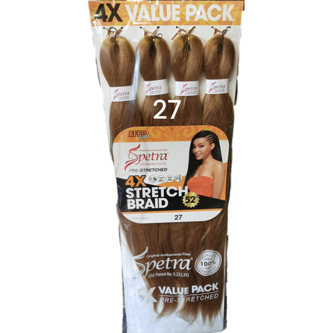 Spetra Pre-stretched 4 pack Stretch Braid 52" Color 27 - Hair Extension -LOL Hair & Beauty